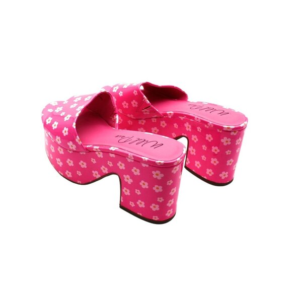Wild Pair Womens Pink Round Toe Block Heel Slip on Heeled Sandals - Picture 6 of 7